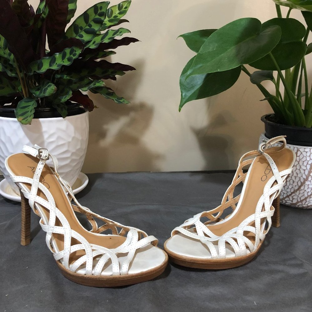 ALDO White Strappy Wedding Heel Sandal